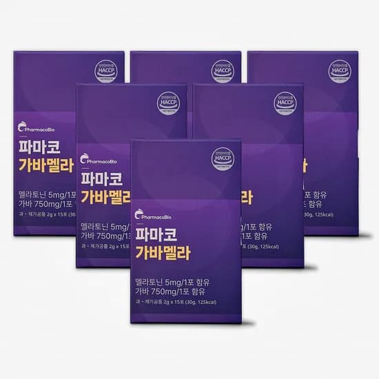 가바멜라 멜라토닌 5mg GABA 750mg 식물성 유산균 발효 15포 6개