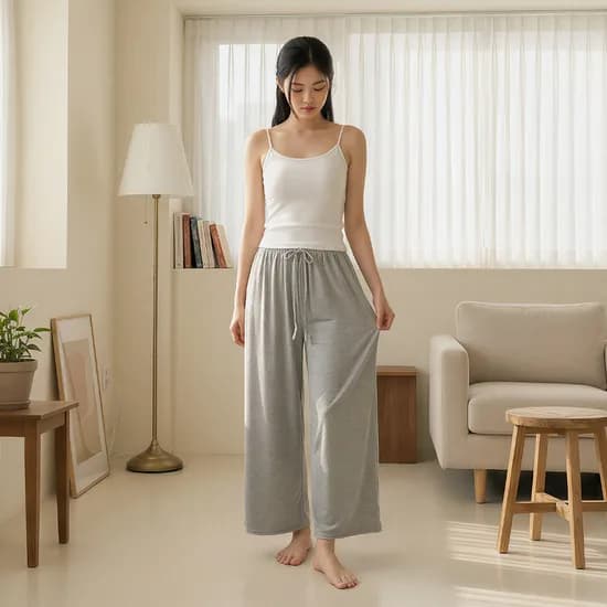 힙핑크 올데이 이지 레이온 9부 와이드 팬츠