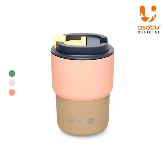 아소부 스텐 보온보냉 세라믹 텀블러 퓨라믹 커피 익스프레스 파스텔 360ml, 파스텔피치