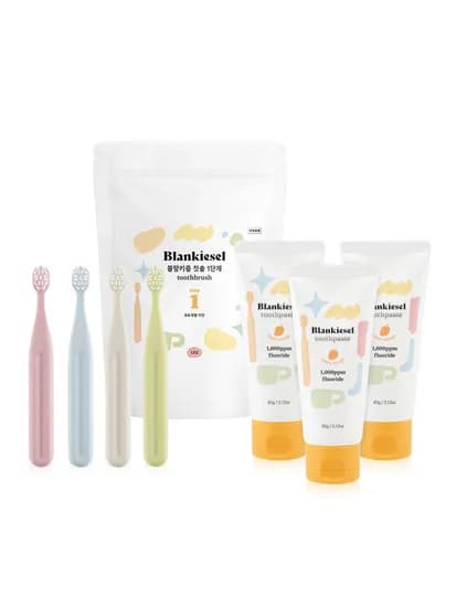 블랑키즐 1단계 실속세트(애플망고향 치약 3EA+1단계 먼슬리 실속팩(12p))