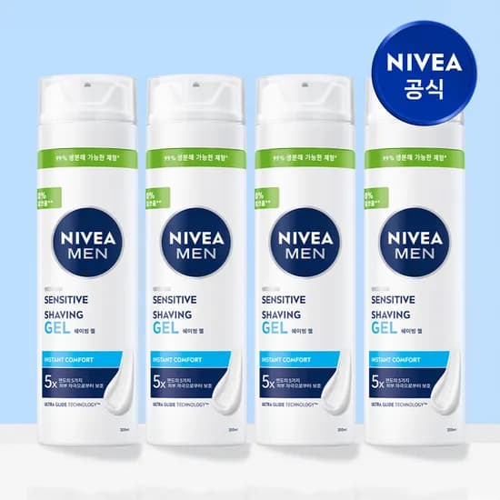니베아 맨 센서티브 쉐이빙 젤 면도젤 200ml, 4개