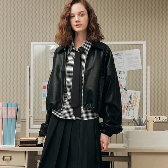 레더 블루종 자켓 LEATHER BLOUSON JACKET BLACK