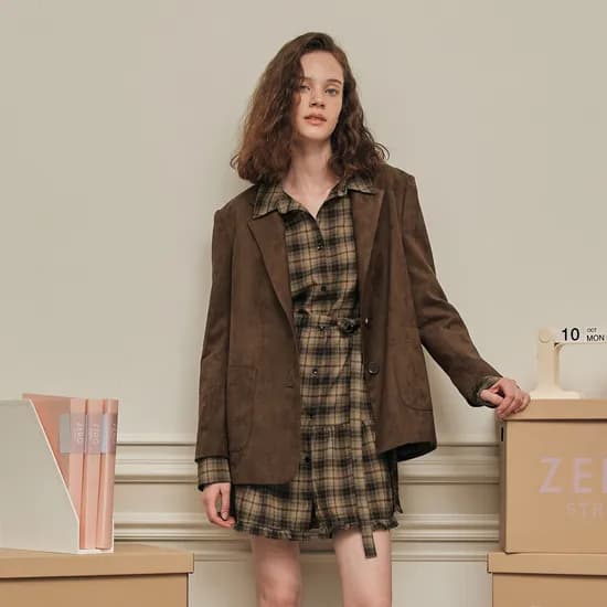 [제로스트릿] 뒷 트임 스웨이드 자켓 BACK SLIT SUEDE JACKET / BROWN