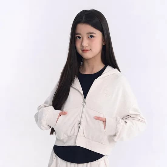 더데이걸 심플 후드 크롭/박시 집업 TGJM25F2E