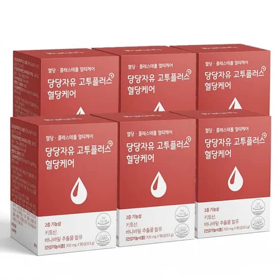 당당자유 고투플러스 혈당케어 키토산 바나바잎추출물 콜레스테롤감소 식후혈당 90정 6개