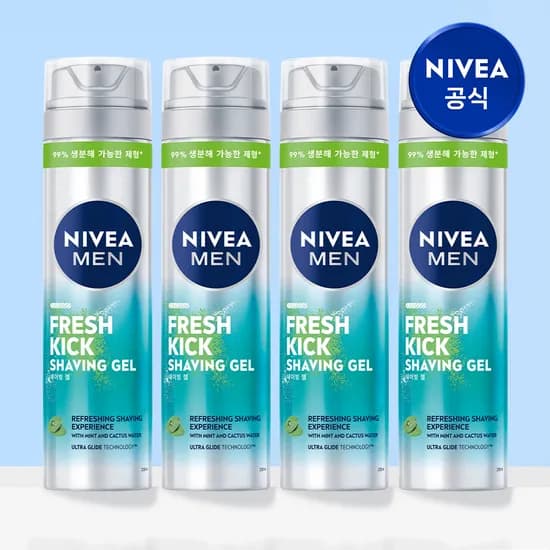 니베아 맨 프레시 킥 쉐이빙 젤 면도젤 200ml, 4개
