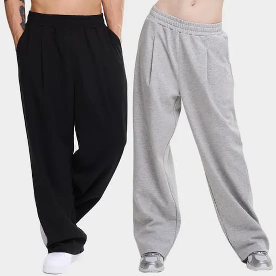 남자 여성 와이드핏 원턱 스웨트팬츠 운동복 트레이닝복 데일리 밴딩바지 2컬러
