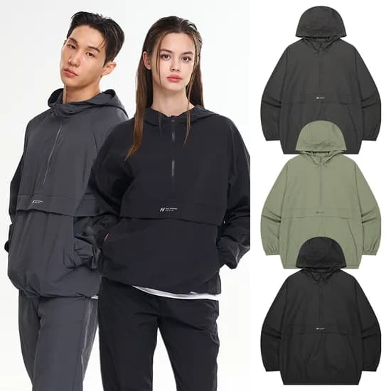 여성 남자 아노락 후드 러닝 자켓 바람막이 루즈핏 긴팔 운동복 데일리 등산복