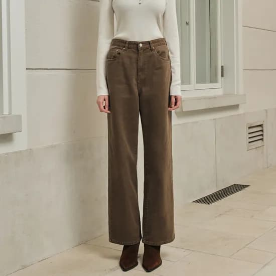 세미 와이드 데님 팬츠 SEMI WIDE DENIM PANTS / BROWN