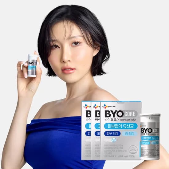 CJ 바이오코어 피부면역 유산균 캡슐형 100억 보장 화사 유산균 30캡슐, 3개