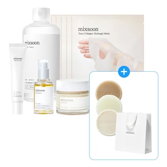 믹순 콩 라인 베스트 5종 세트 (토너 300ml, 에센스 50ml, 크림 50ml, 아이크림 20ml, 하이드로겔마스크 5매입)