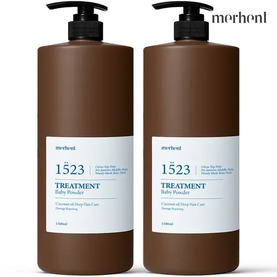 1+1 메르헨트 코코넛 대용량 트리트먼트 1L 베이비파우더 약산성 헤어팩 미용실 극손상