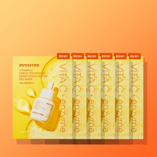 이니스프리 비타민C 그린티 엔자임 브라이트닝 세럼 겔 마스크 25mL 6매, 1개