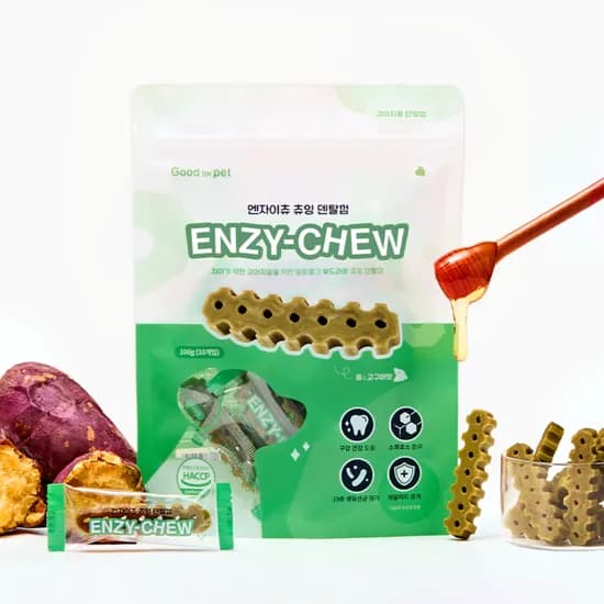 굿포펫 엔자이츄 강아지껌 덴탈껌 효소 애견껌 소화건강+치아건강, 100g, 1개
