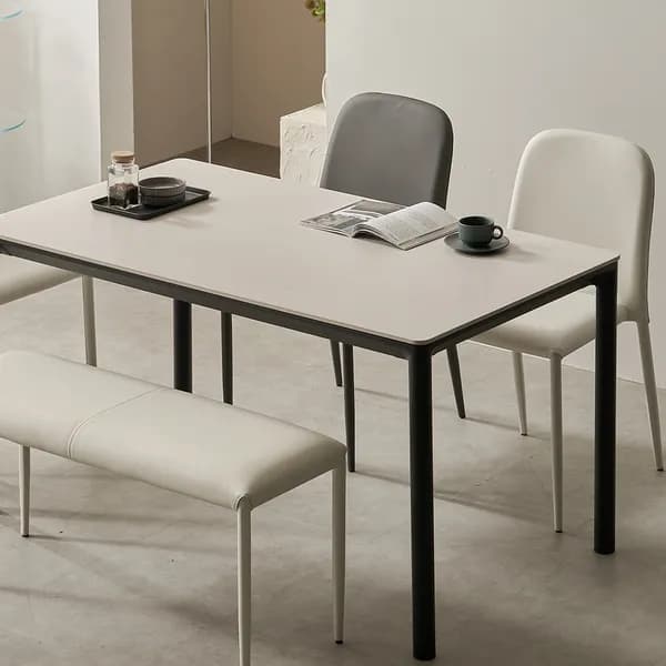 로프트 포세린 세라믹 식탁세트 웜화이트 의자2벤치1 1200mm 블랙프레임 232,000원