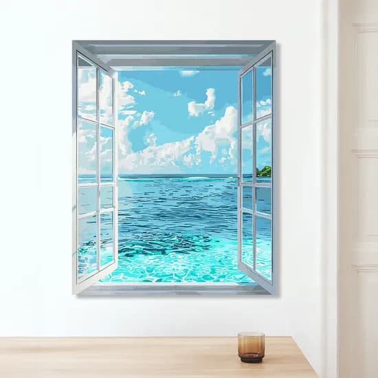 명화그리기 특대형 유화 그림 풍경화 감성 취미 그리기세트 DIY 창문의 해변 60x75