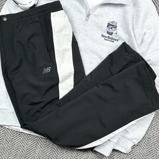 뉴발란스 바지 우븐 컬러블록 트레이닝 와이드 팬츠