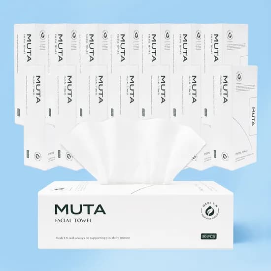 무타 순면 100% 냄새 먼지없는 도톰한 일회용 세면 무독성 페이스 타올 50g 화이트 750장