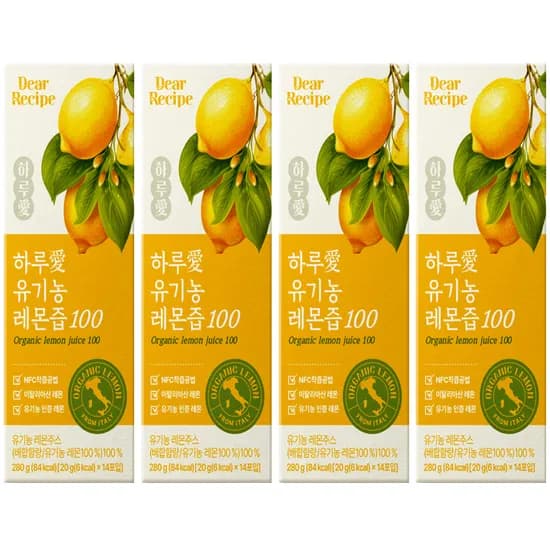 디어레시피 유기농 100% 레몬즙 20g 14포 x4개