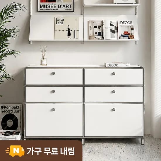 나무뜰 플로이 모듈 서랍장 미드센츄리 드레스룸 수납장 1200x400x800mm, 3단, 화이트