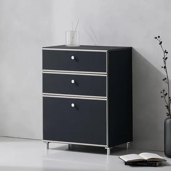 나무뜰 플로이 모듈 서랍장 미드센츄리 드레스룸 수납장 600x400x800mm, 3단, 블랙