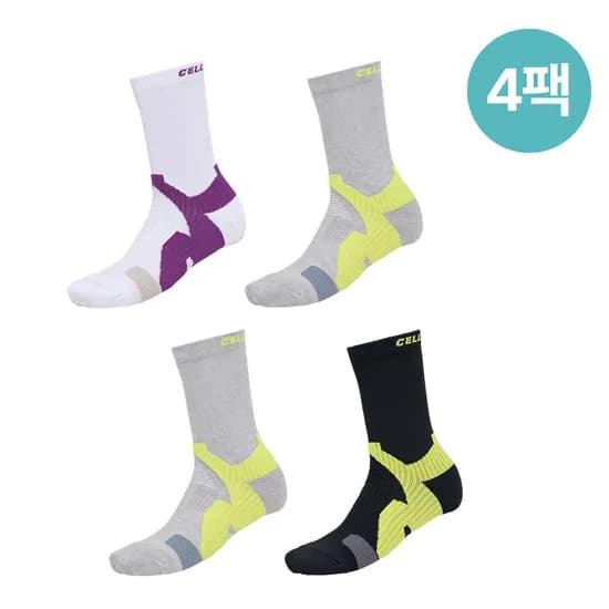 셀버린 스포츠양말 4켤레 여성 러닝 등산 두꺼운 장목 중목 국산 양말