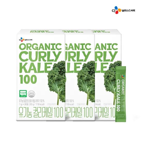 CJ웰케어 유기농 컬리케일 100 (1포당 1g) 30포, 3개