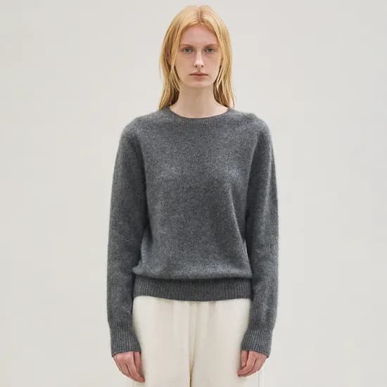 cashmere classic whole garment knitted pullover charcoal