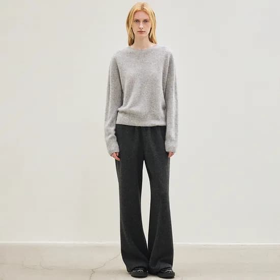 cashmere classic whole garment knitted pullover light grey