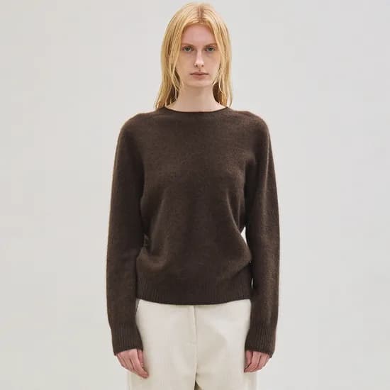 cashmere classic whole garment knitted pullover brown
