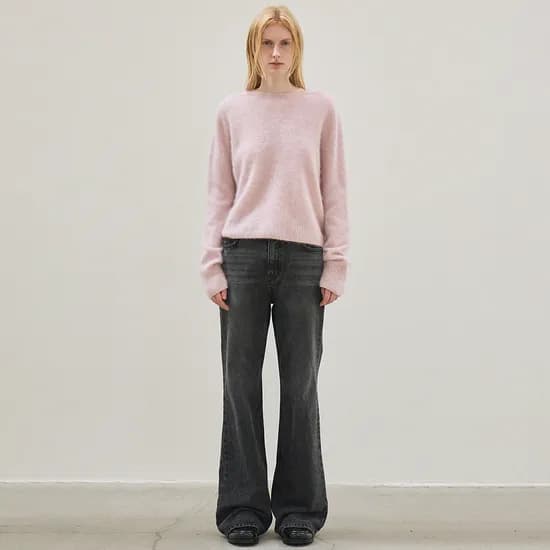 cashmere classic whole garment knitted pullover light pink