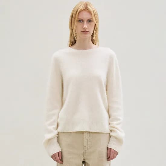 cashmere classic whole garment knitted pullover ivory