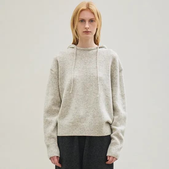 hoodie wool sweater (light grey)