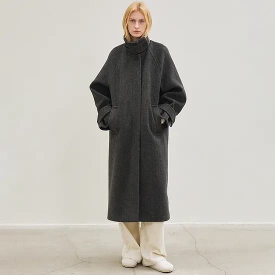 wool classic balmacaan coat charcoal