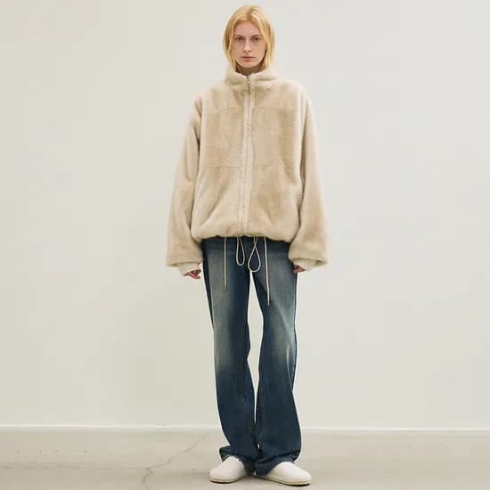 fur reversible zip-up jacket light beige 199,000원