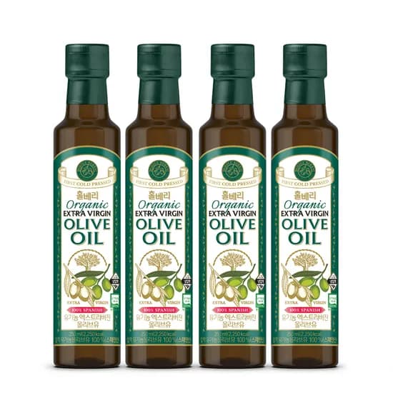 홀베리 유기농 엑스트라버진 올리브유 250ml, 4개