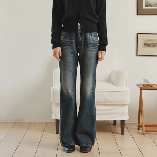 워싱 부츠컷 데님 팬츠 WASHED BOOTCUT DENIM PANTS / INDIGO