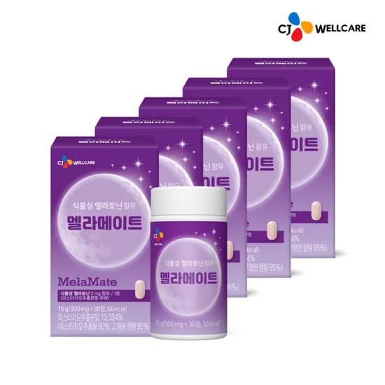 CJ 멜라메이트 식물성 멜라토닌 2mg 식물유래 30정, 5개