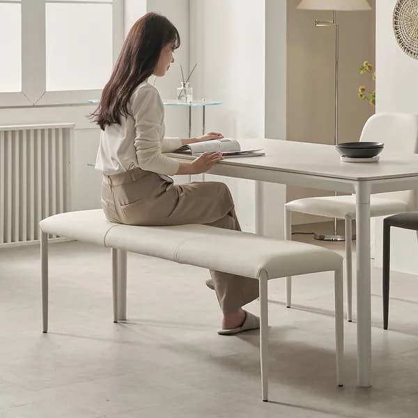 로프트 실리콘레더 디자인 체어 인테리어 카페 식탁 벤치 의자 2인용