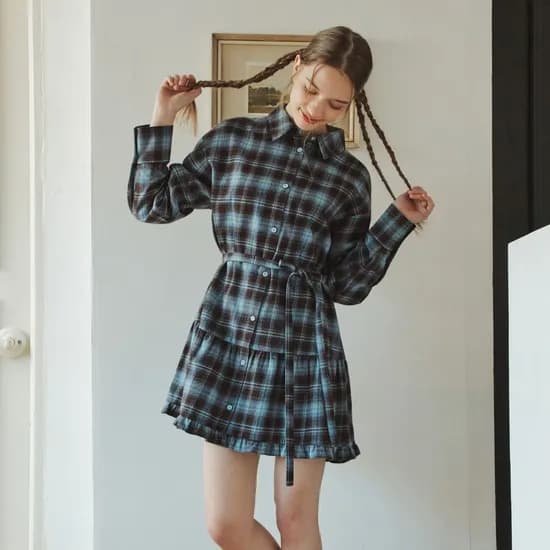 체크 셔츠 원피스 CHECK SHIRT ONE-PIECE