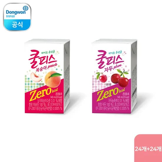 동원 쿨피스 제로 140mL 복숭아 / 자두 (총 48개)