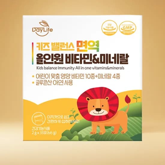 데이라이프 어린이 초등학생 키즈 면역 밸런스 올인원 종합 비타민 미네랄 33포 4개
