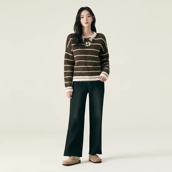 로엠 융기모 와이드 데님 팬츠 RMTJG11G12