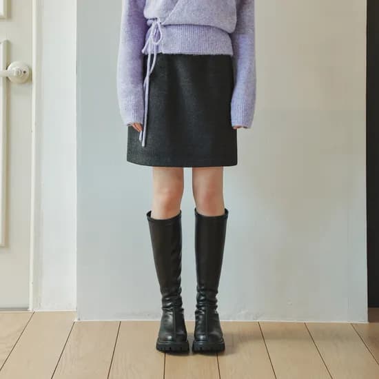 허쉬 플레인 스커트 HUSH PLAIN SKIRT / GRAY