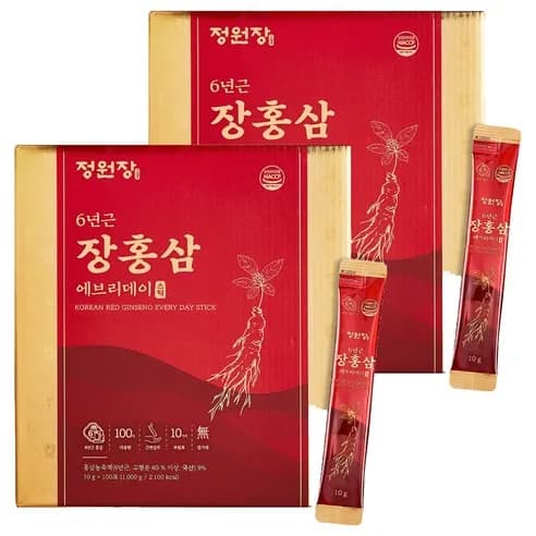 정원장 6년근 장홍삼 100포 데일리 홍삼 진액 스틱 명절 추석 선물 1kg 2개