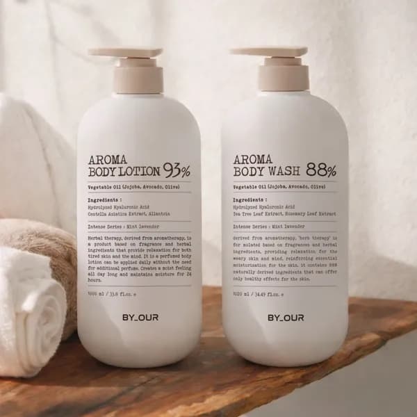 바이아우어 아로마 민트라벤더향 약산성 바디워시 1020ml + 바디로션 1000ml
