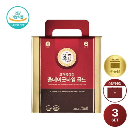 PNBG 풍년보감 고려홍삼정 진액 올데이굿타임 골드 홍삼스틱 홍삼선물세트 100포, 3개
