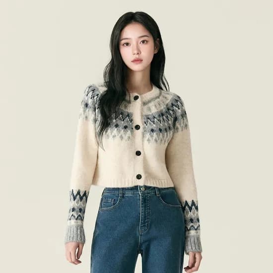 로엠 크롭 페어아일 가디건 RMCKG11RTF
