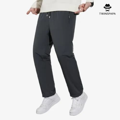 보온 무릎 패치 내장형 남성 기모 일자 조거 팬츠