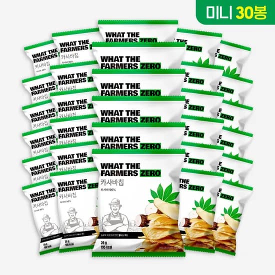 왓더파머스 정제설탕 제로 비건 통슬라이스 카사바칩(미니) 카사바, 39g, 30개
